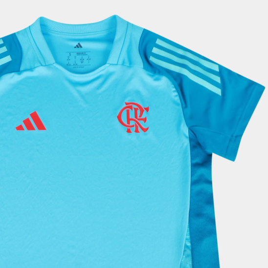 Camisa Flamengo 25/26 Treino Comissão Adidas Feminina - Azul+Vermelho